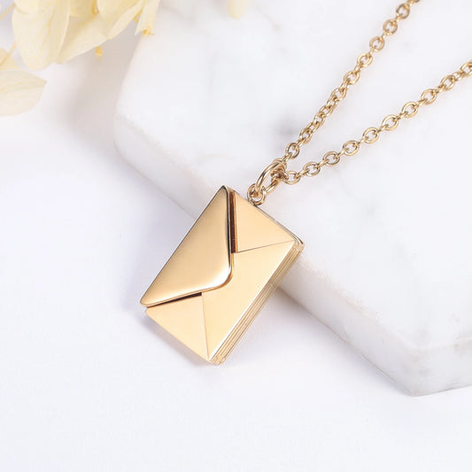 Stainless Steel Love Letter Envelope Pendant Necklace