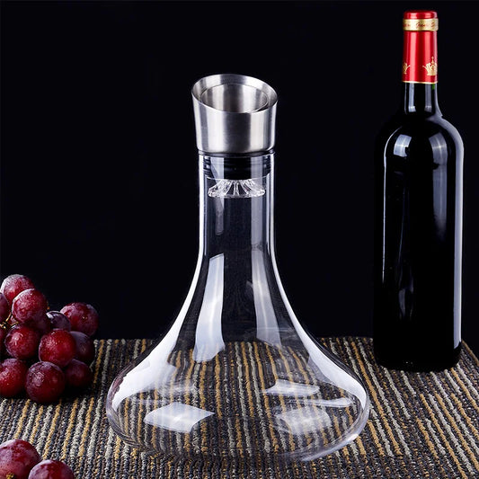 Unleaded Crystal Glass Wine Decanter – Red Wine Carafe with Built-in Aerator