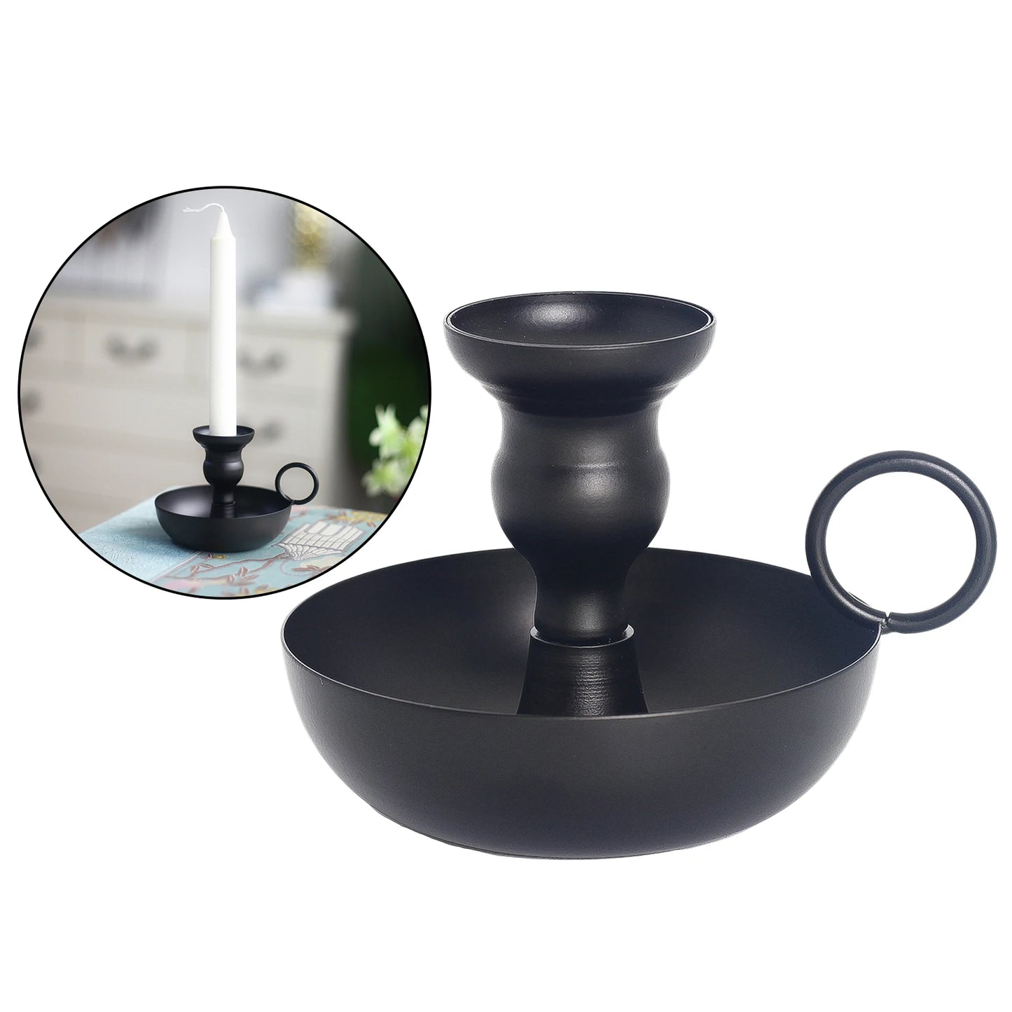 Matte Black Iron Taper Candle Holder