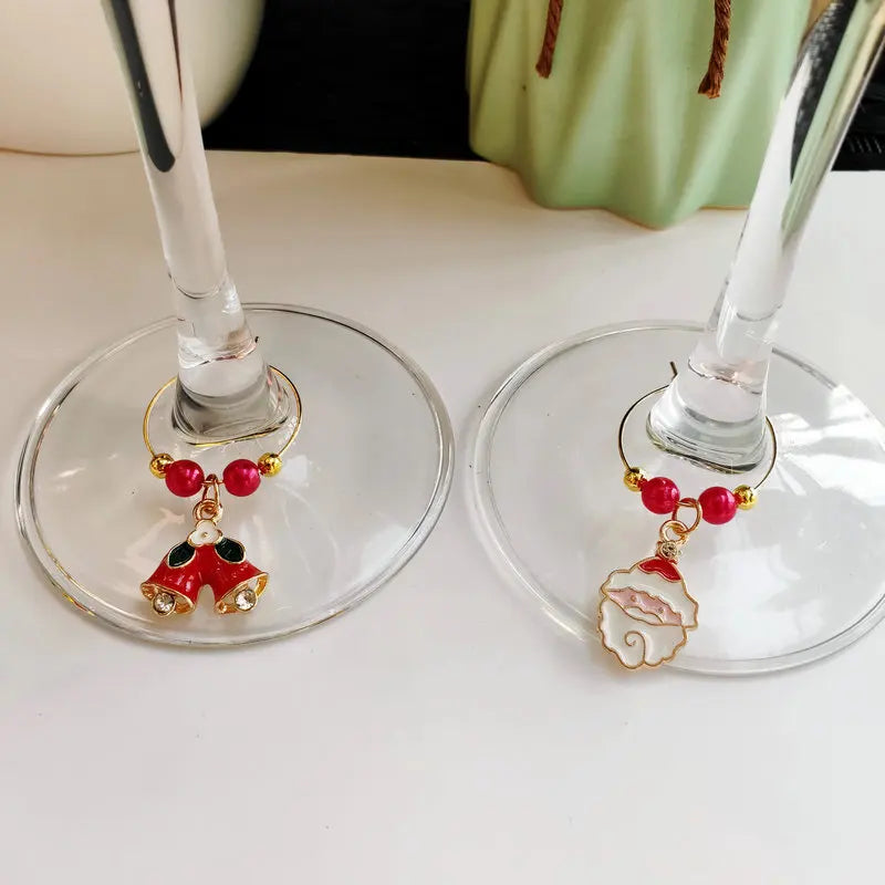 Set of 6pcs Christmas Party Wine Glass Marker Charms Rings