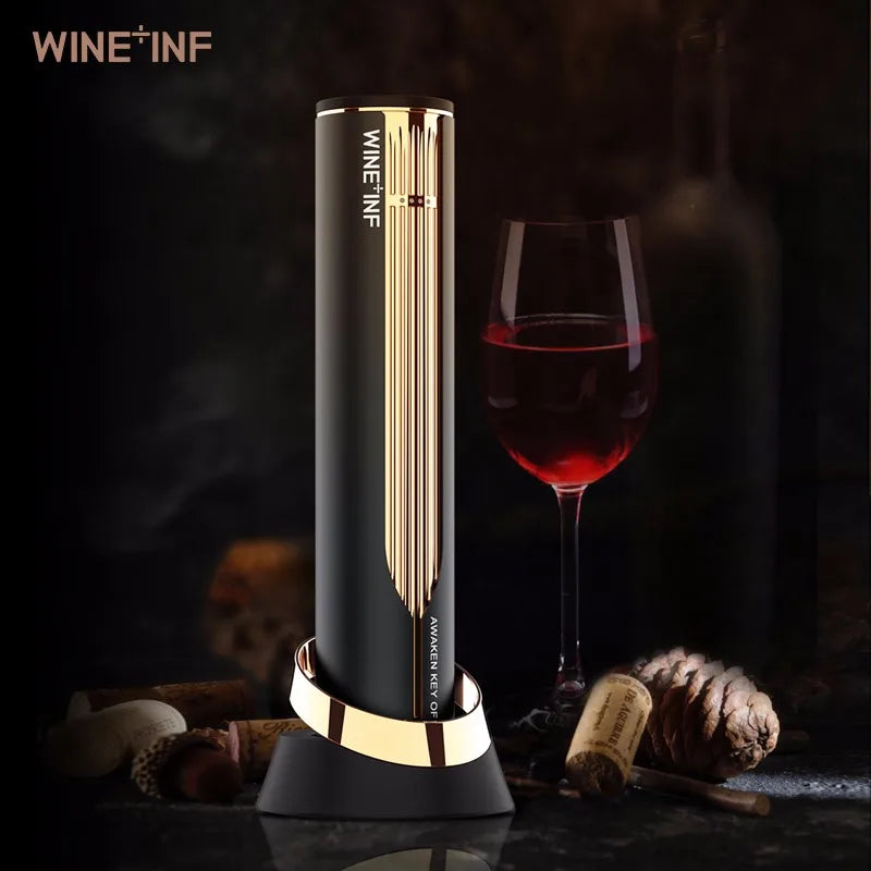 High-Tech Automatic Electric Wine Corkscrew – Cordless Opener with Stand & Foil Cutter