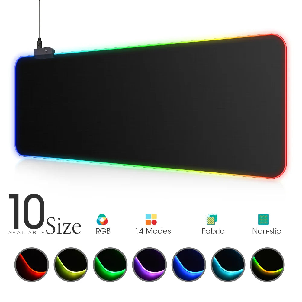 LED Light Mousepad RGB Keyboard Cover Desk-mat Colorful Surface