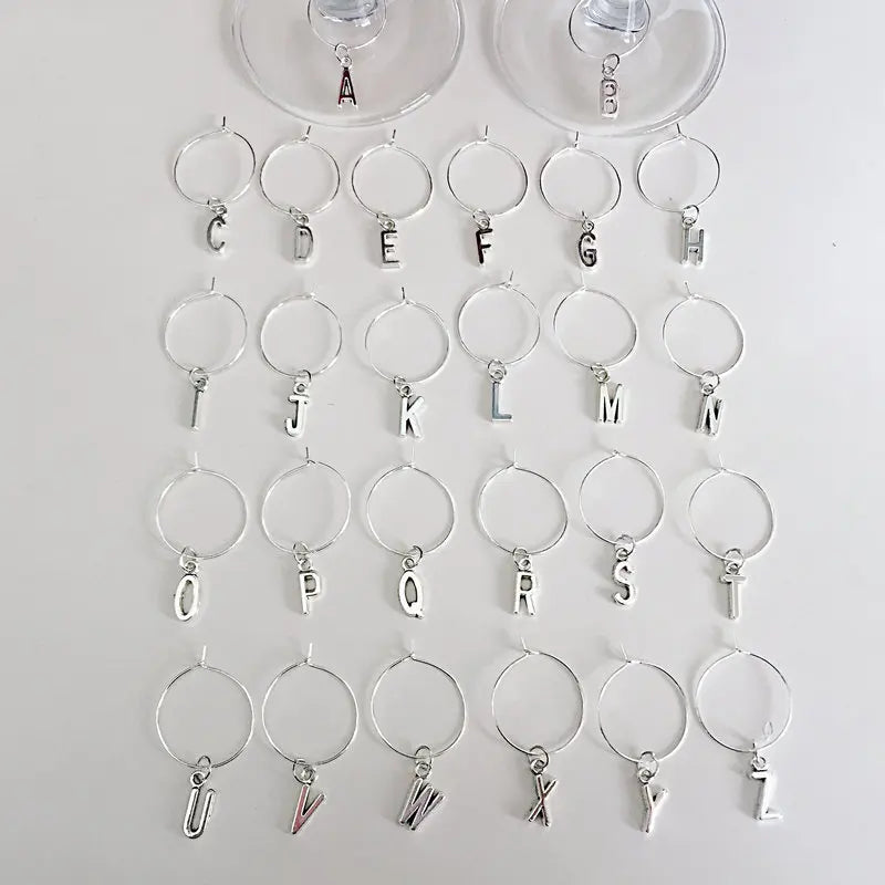 Alphabet Wine Charms Rings Marker - 26PCS