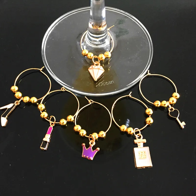 Wine Glass Charms Rings Marker - 6 pcs