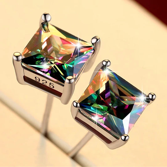 Cute Female Small Rainbow Earring Crystal Stone Fashion