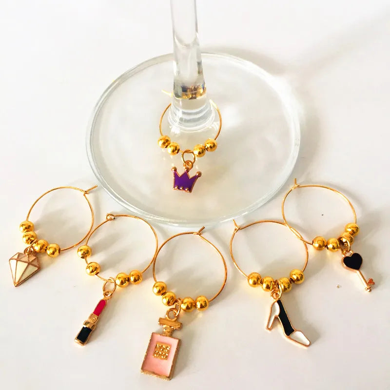 Wine Glass Charms Rings Marker - 6 pcs