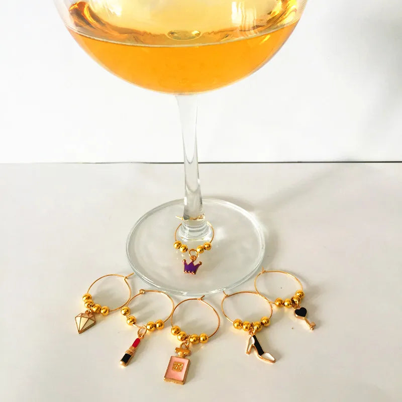 Wine Glass Charms Rings Marker - 6 pcs