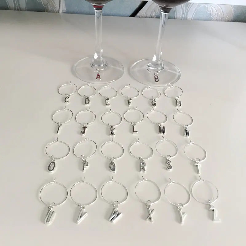 Alphabet Wine Charms Rings Marker - 26PCS