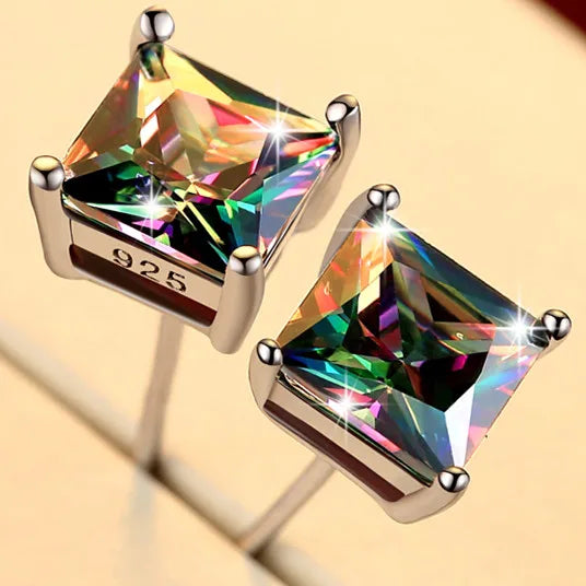 Cute Female Small Rainbow Earring Crystal Stone Fashion