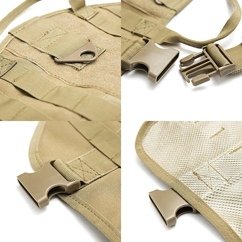 Military Dog Harness with Pocket Bag Pet Training Vest Soft Collar Adjustable - Small Medium Large Dogs