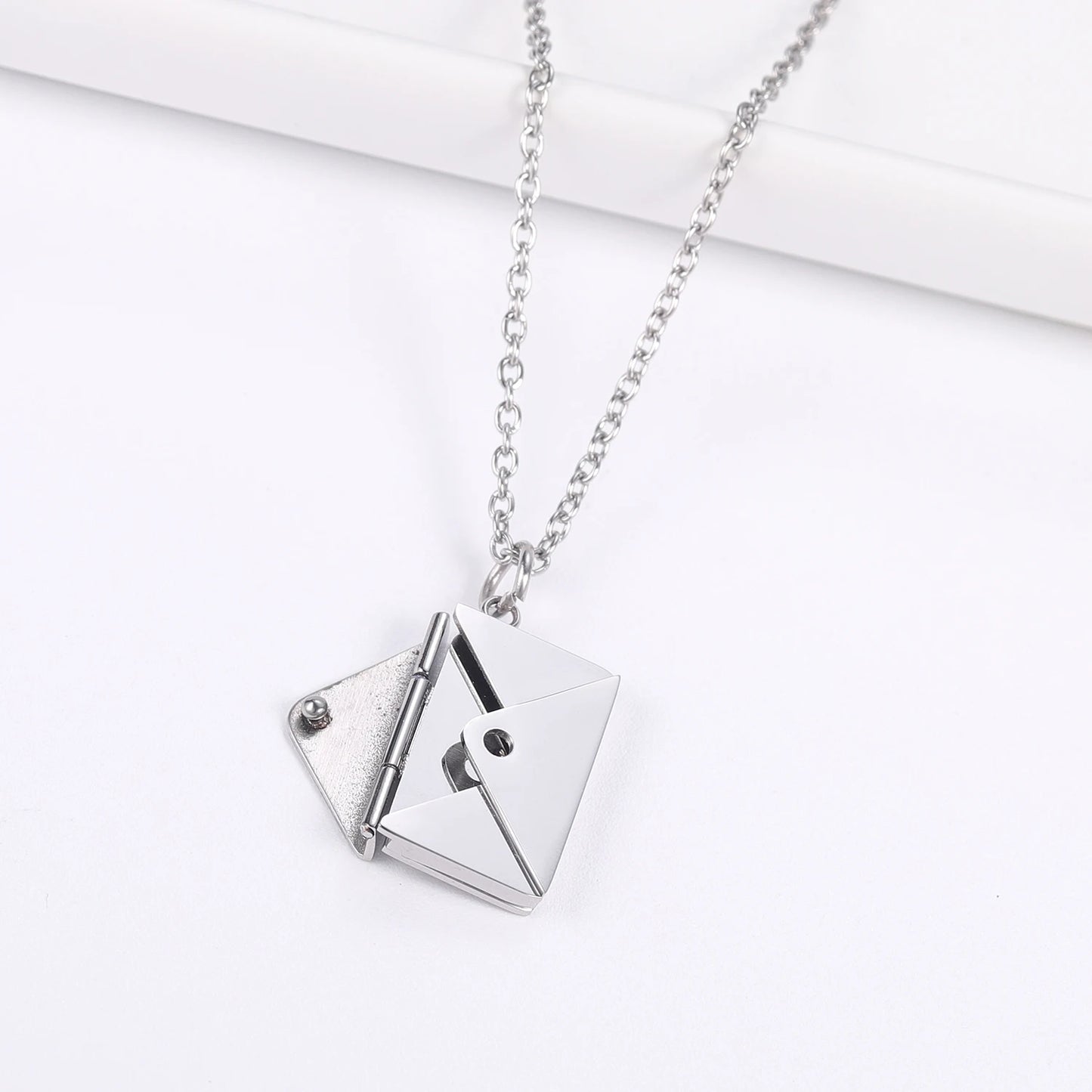 Stainless Steel Love Letter Envelope Pendant Necklace