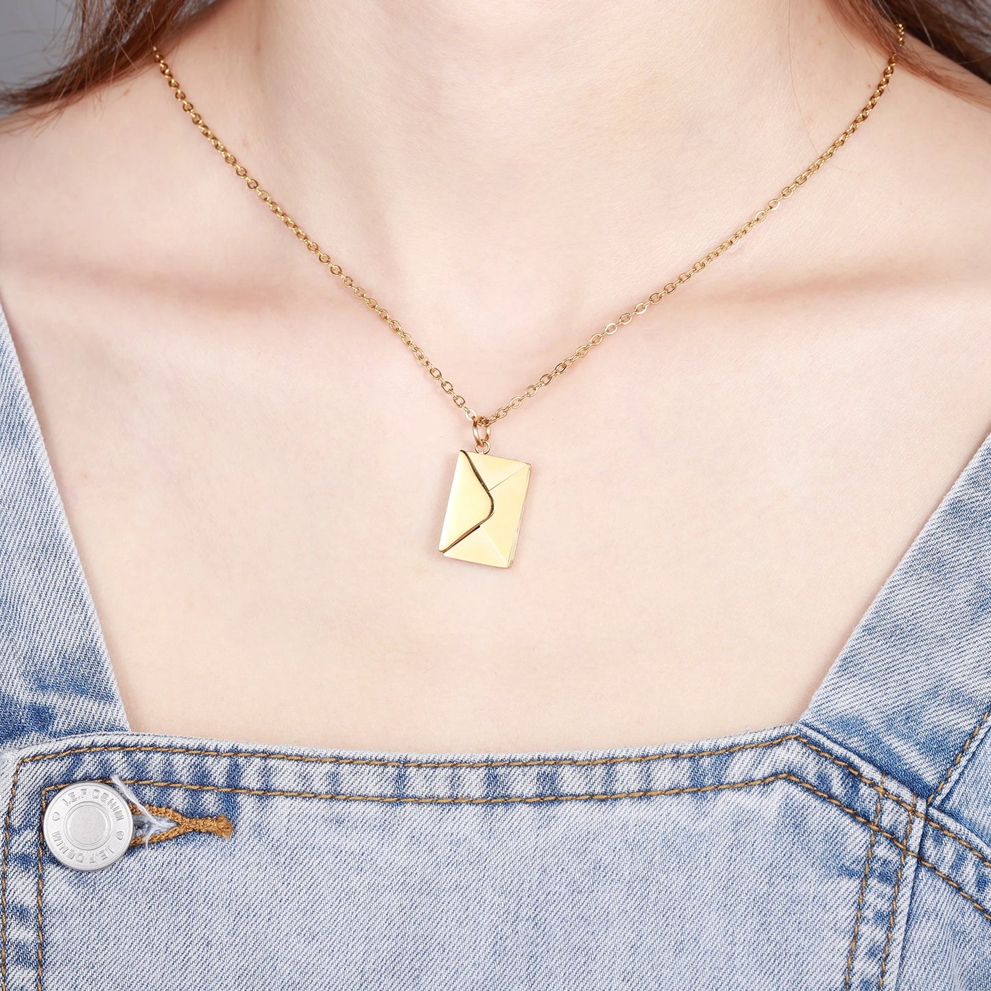 Stainless Steel Love Letter Envelope Pendant Necklace