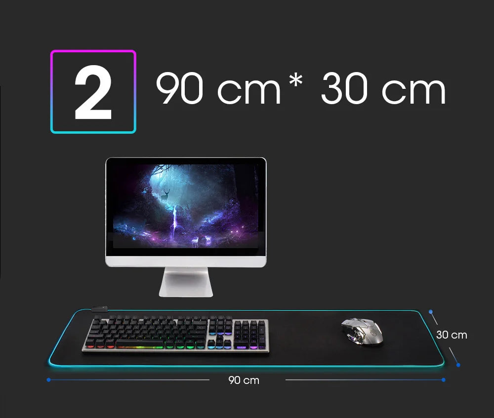 LED Light Mousepad RGB Keyboard Cover Desk-mat Colorful Surface