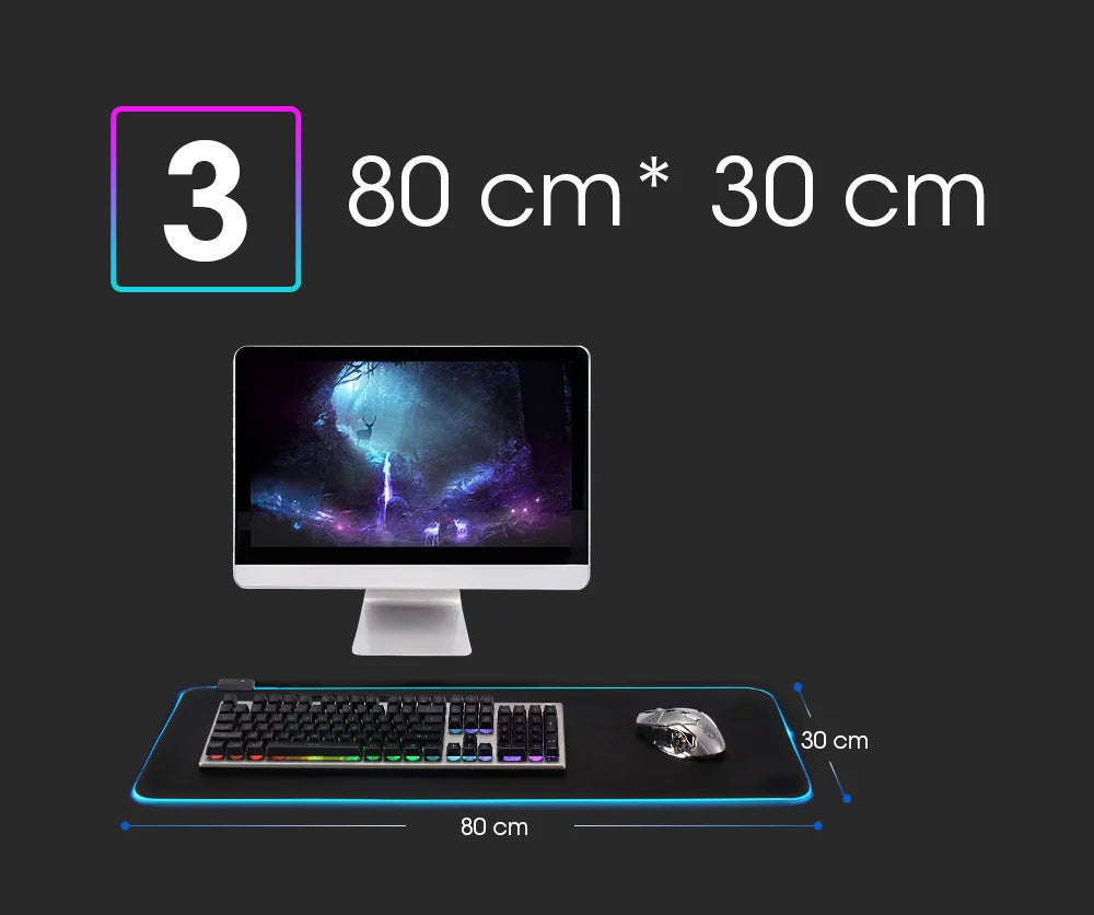 LED Light Mousepad RGB Keyboard Cover Desk-mat Colorful Surface