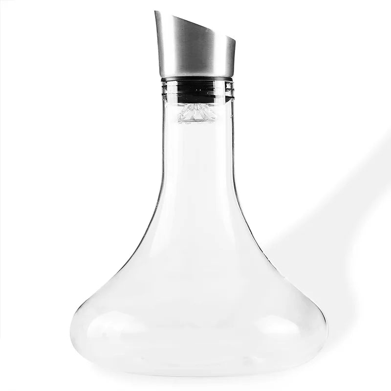 Unleaded Crystal Glass Wine Decanter – Red Wine Carafe with Built-in Aerator