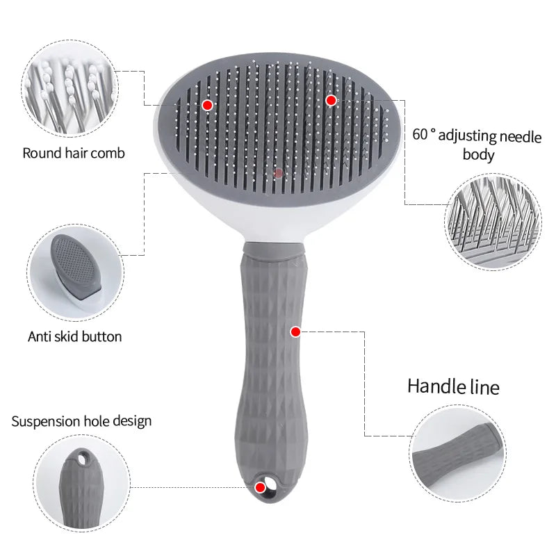 Pet Hair Remover Brush - Non-Slip Grooming Tool for Dogs & Cats