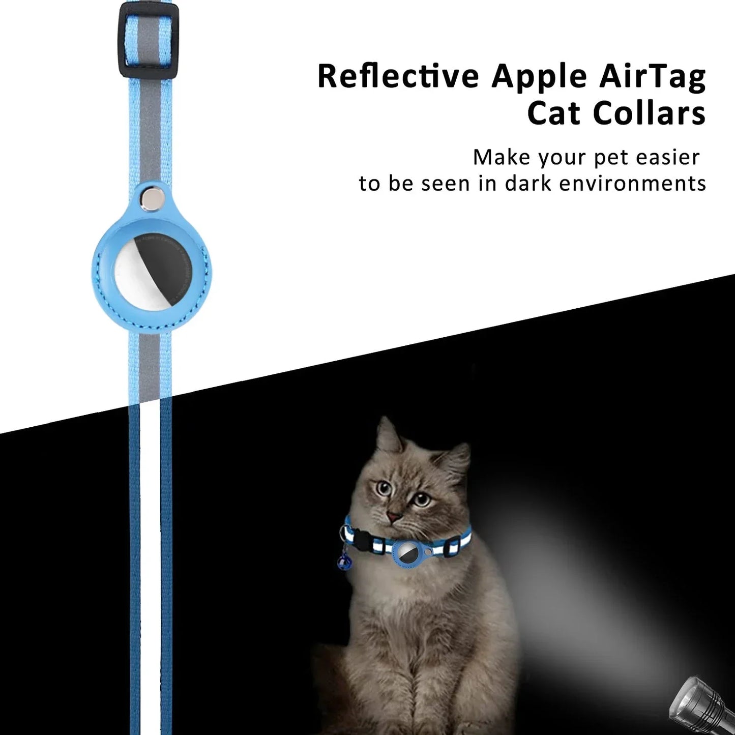 Anti-Lost Cat Collar for Airtag GPS Tracker Protective Case With Bell Reflective