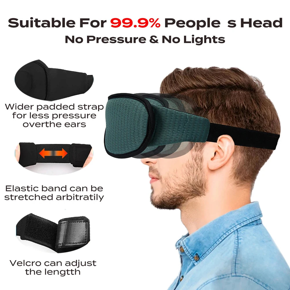 3D 100% Light Blockout Sleep Mask – Soft, Breathable, Pressure-Free