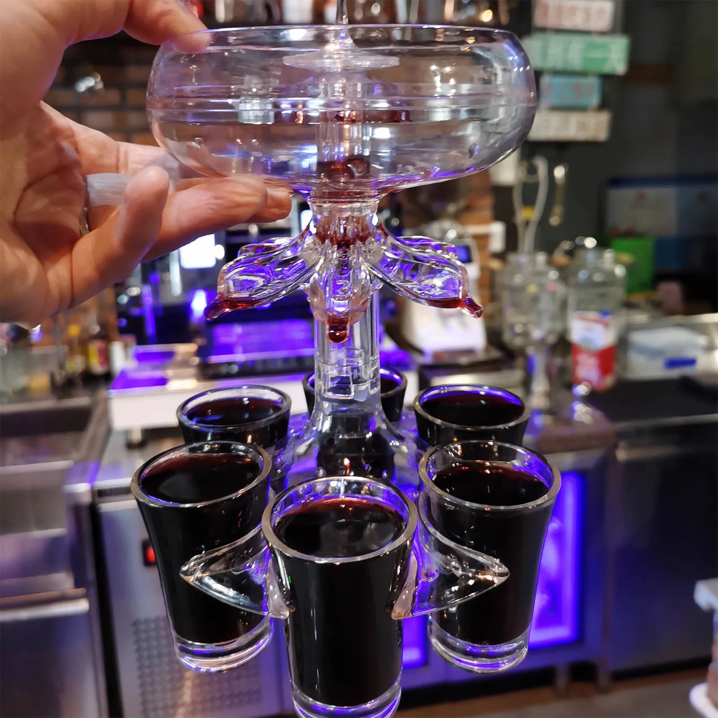 Wine Dispenser with 6 Drinking Glasses