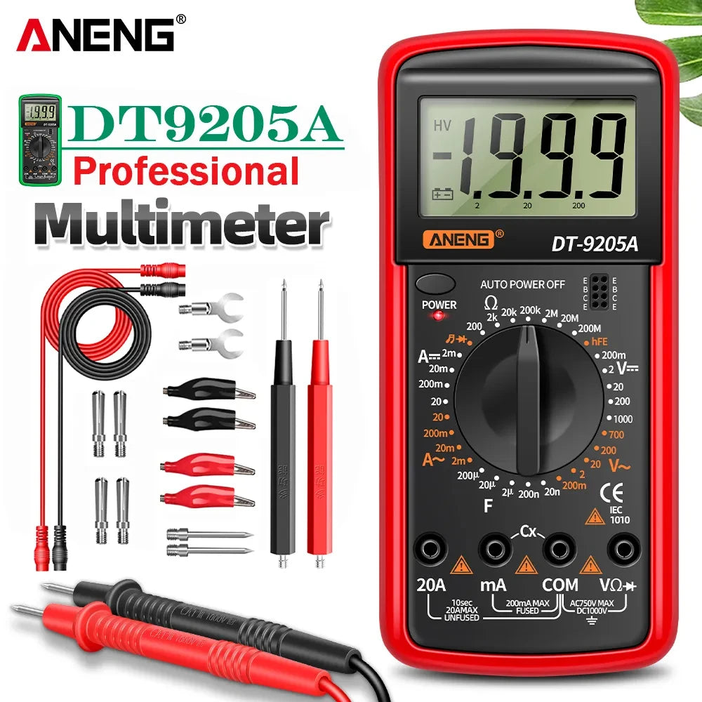 ANENG DT9205A Digital Multimeter AC/DC Transistor Tester Electrical