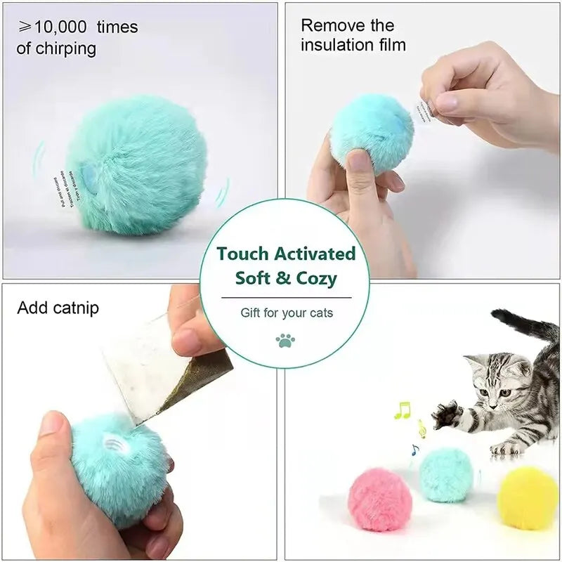 Interactive Ball Smart Cat Toys Plush Electric Catnip Training