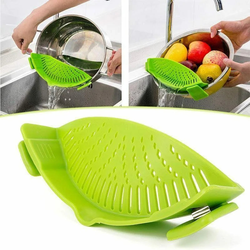 Adjustable Silicone Clip On - Pot and Pasta Strainer