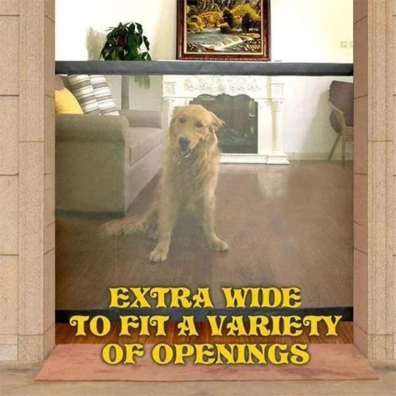 Portable Kids & Pets Safety Door Guard Reinforced Fiber Breathable Mesh Fence Isolation