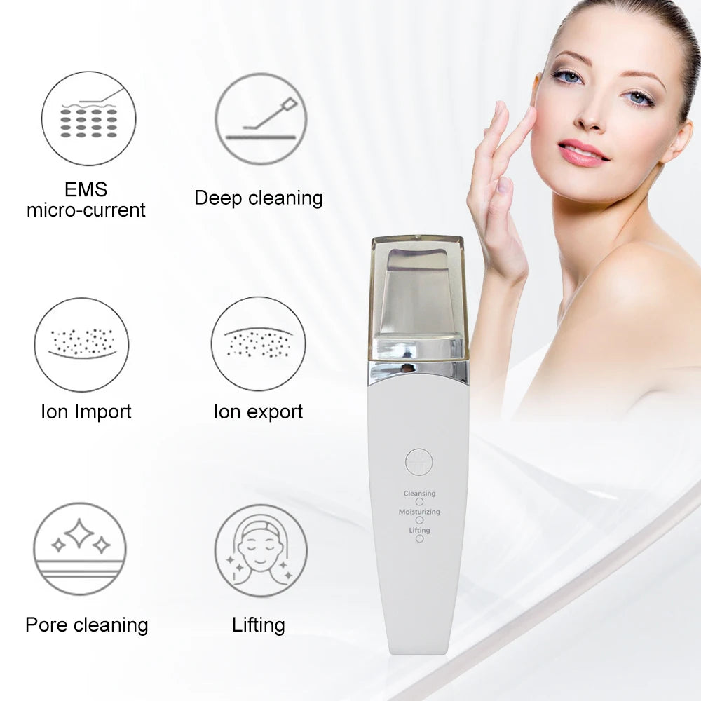 Ultrasonic Skin Scrubber Spatula Blackhead Remover for Deep Cleansing & Pore Cleaning