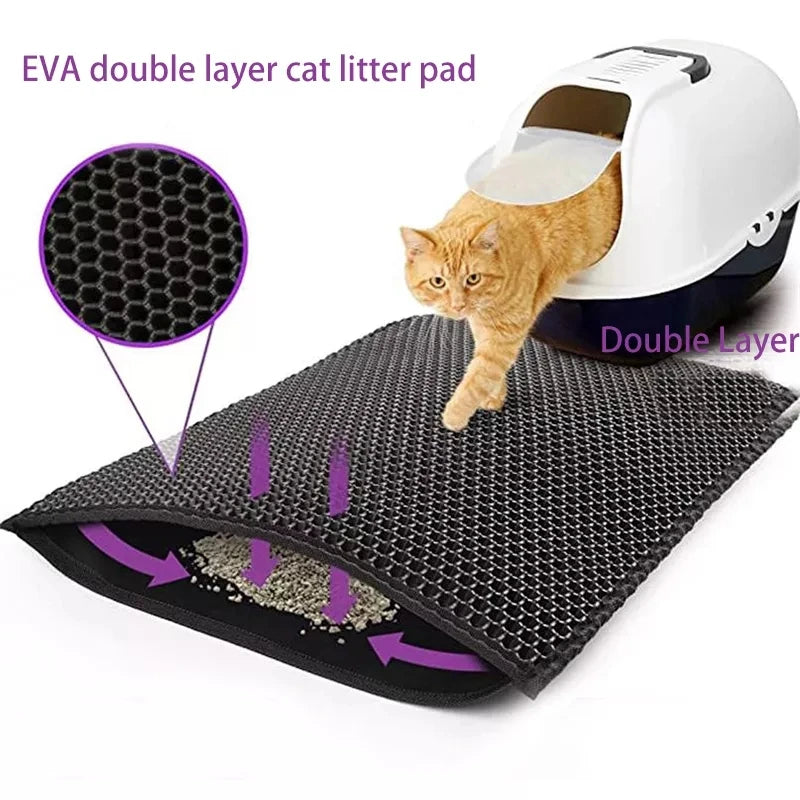 Double Layer EVA Cat Litter Pad Waterproof Non-slip Sand Basin