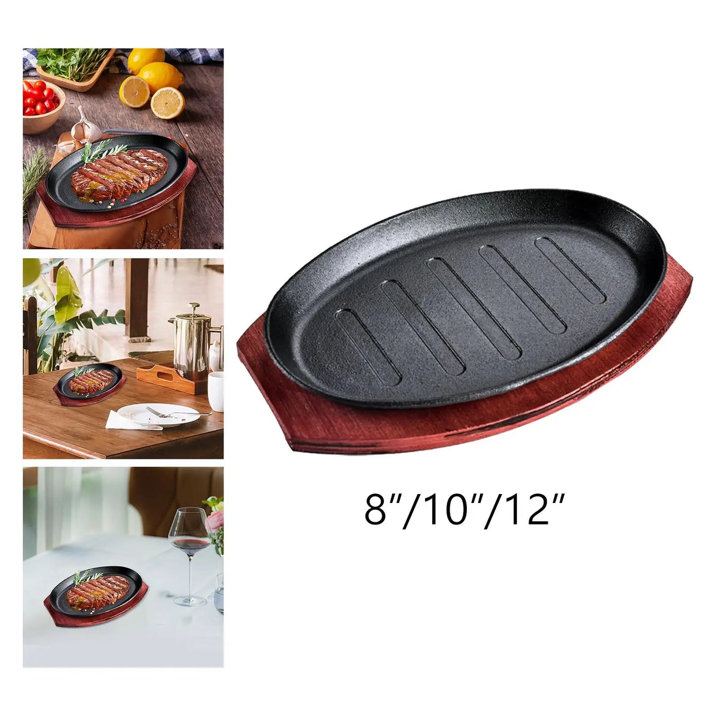 Steak Fry Plate Server Vegetables Grill Pan