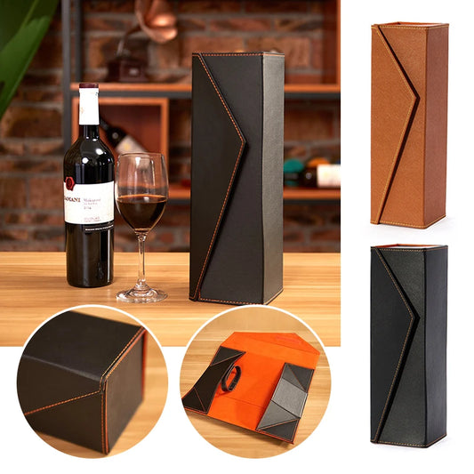 Pu Leather Red Wine Gift Box Carrying Holder