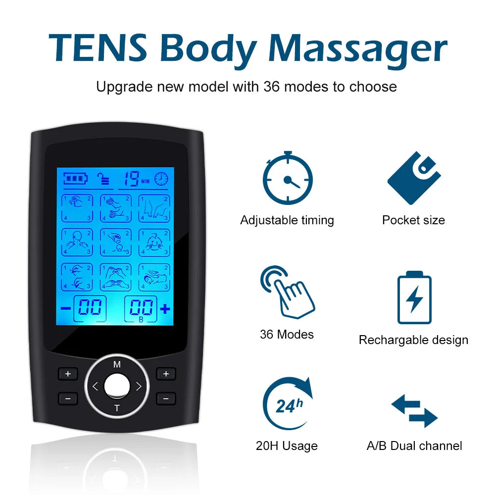 Electric EMS Muscle Stimulator for Pain Relief with LCD Display