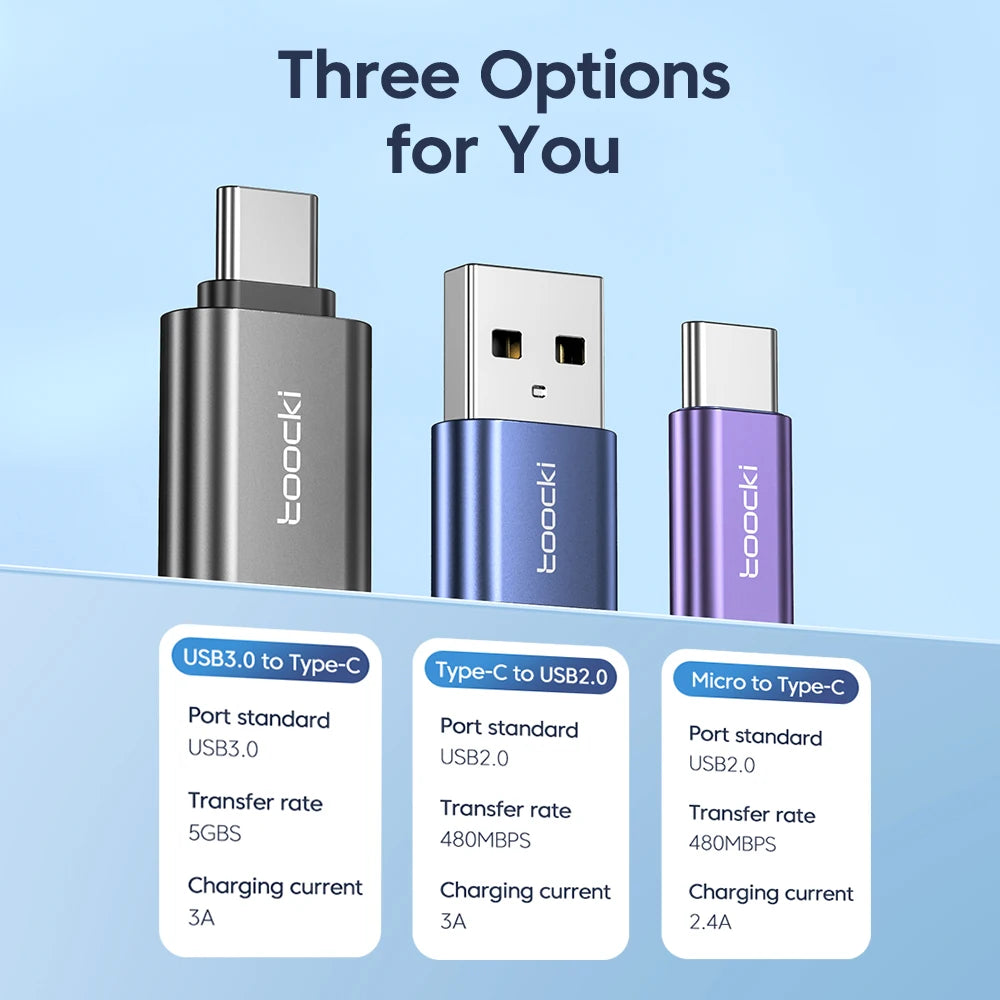 USB 3.0 to Type-C Adapter – OTG Micro USB Male to USB 2.0 Female Converter