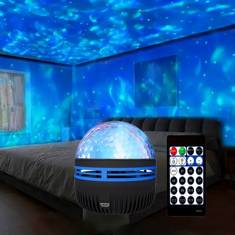 LED Starry Galaxy Projector Night Light – Rotating Stars & Moon