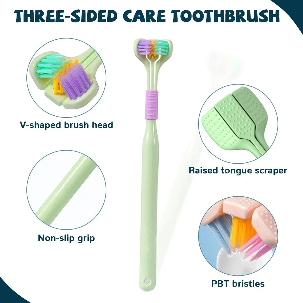 Toothbrush Ultra Fine Soft Bristle Oral Care Three Sided