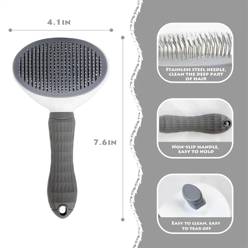 Pet Hair Remover Brush - Non-Slip Grooming Tool for Dogs & Cats