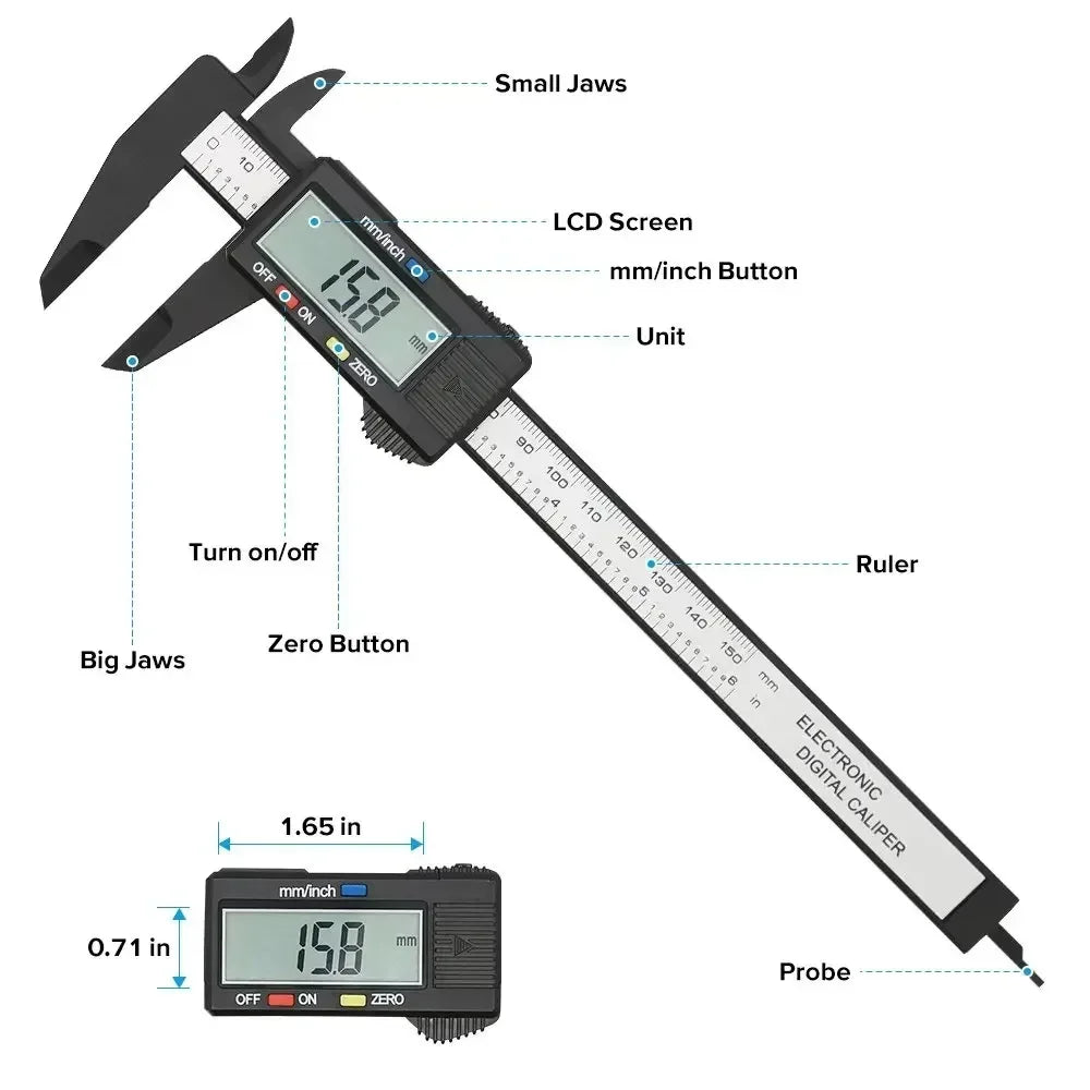 Electronic Digital Caliper Carpentry Tools Carbon Fiber