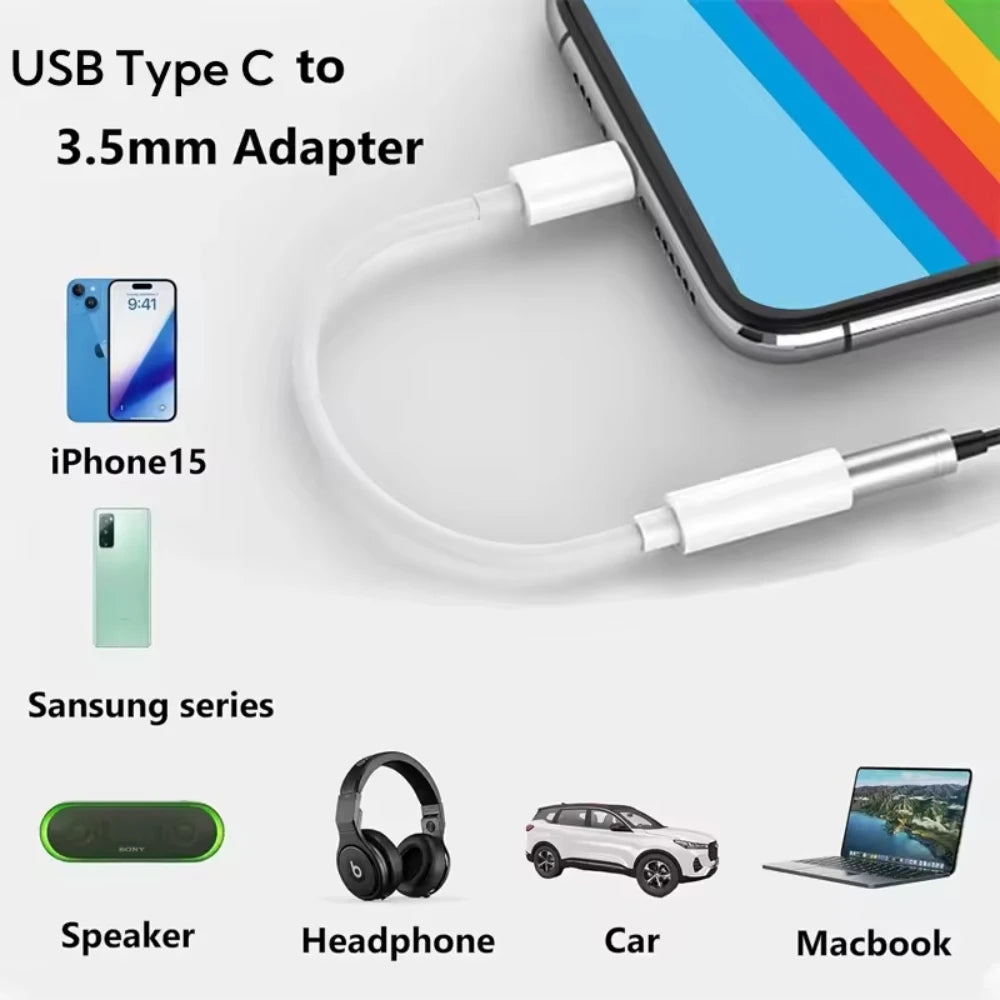 USB-C to 3.5mm Audio Adapter DAC for iPhone 15, Xiaomi, Huawei, MacBook, iPad