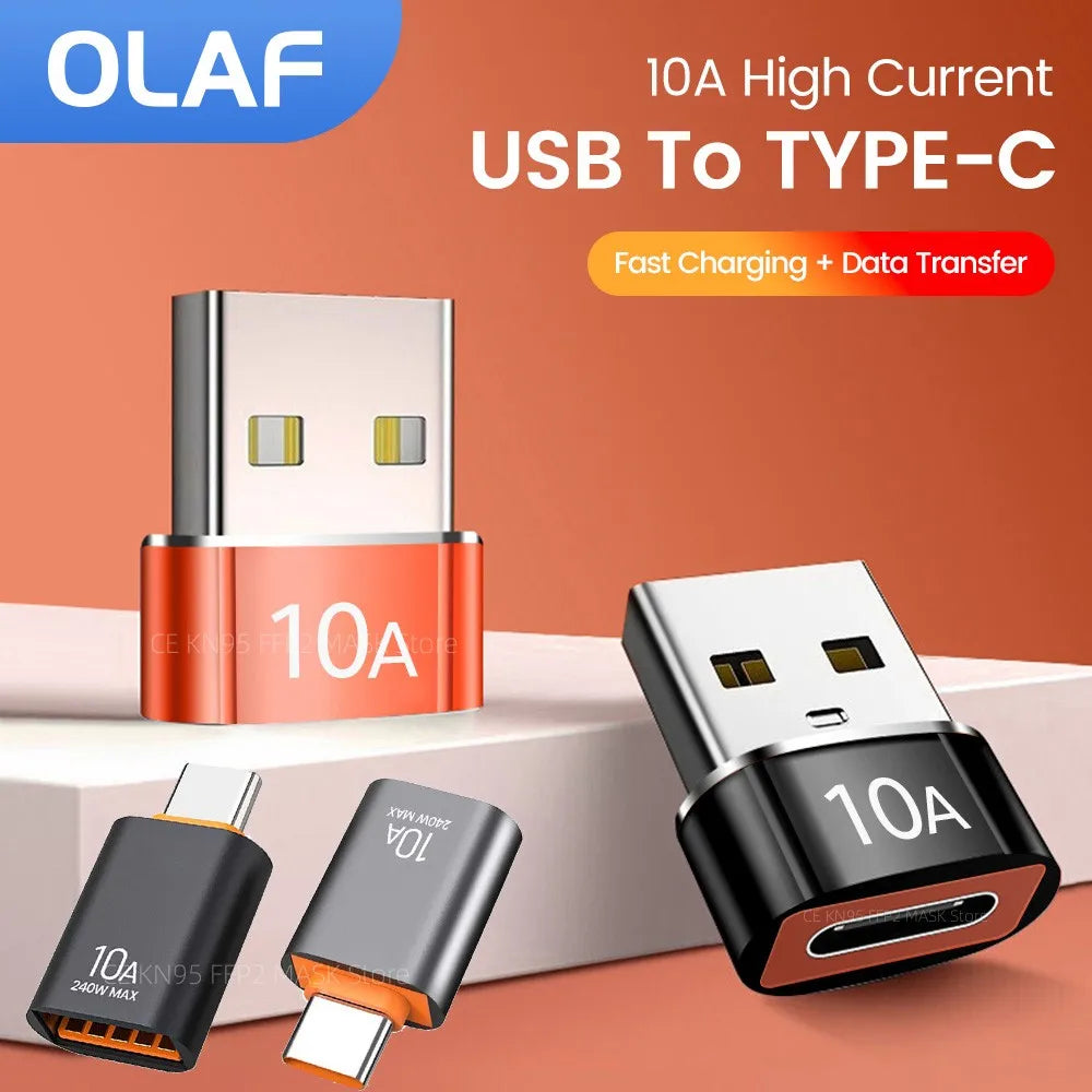 10A USB 3.0/2.0 to Type-C OTG Adapter – Fast Charging & Data Transfer Converter