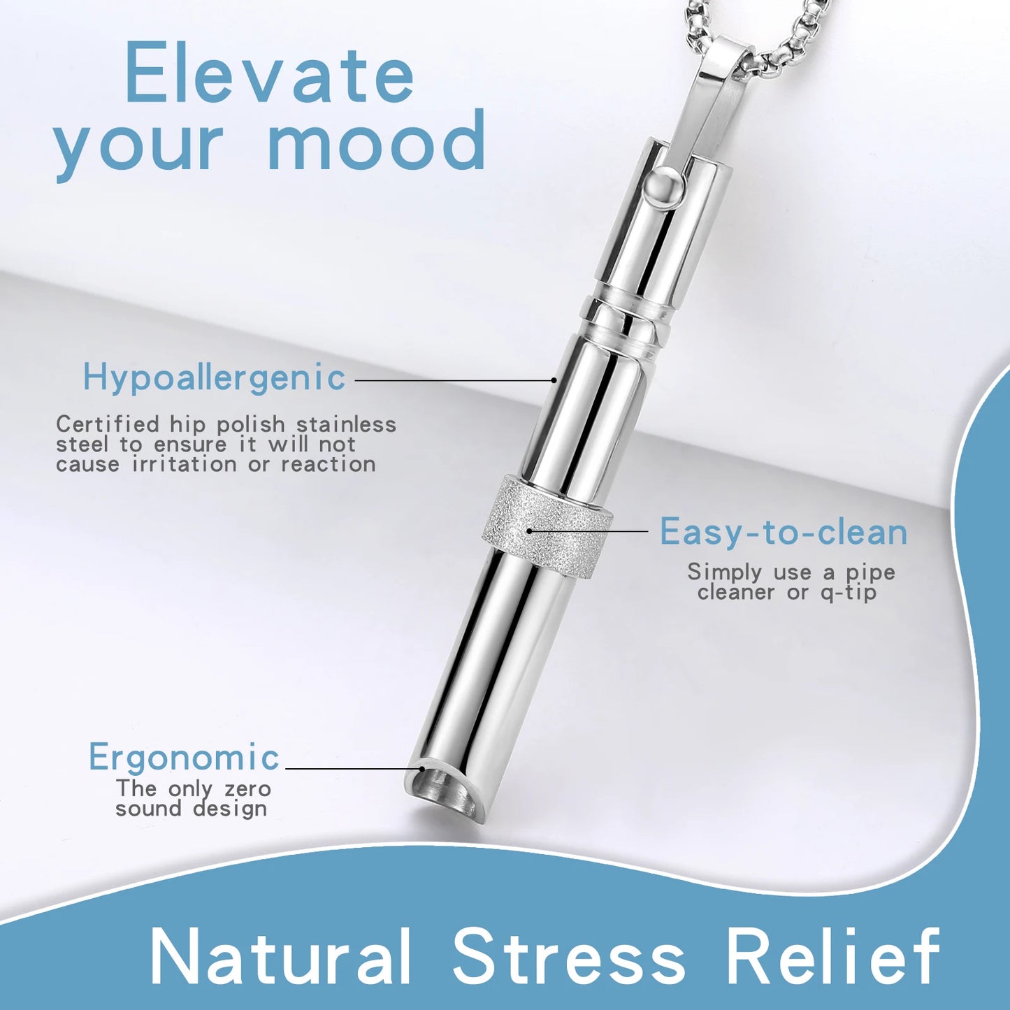 Stainless Steel Mindfulness Breathing Necklace - Anxiety & Stress Relief Pendant