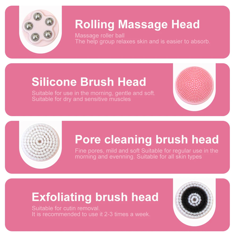 Electric Silicone Facial Cleansing Brush for Deep Peeling & Pore Removal