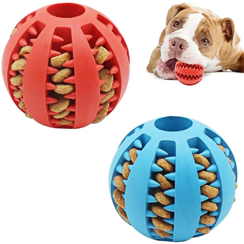 Interactive Dog Ball Toy for Small Dogs - Elastic Rubber Chew Toy, Tooth Cleaning, Food Dispenser