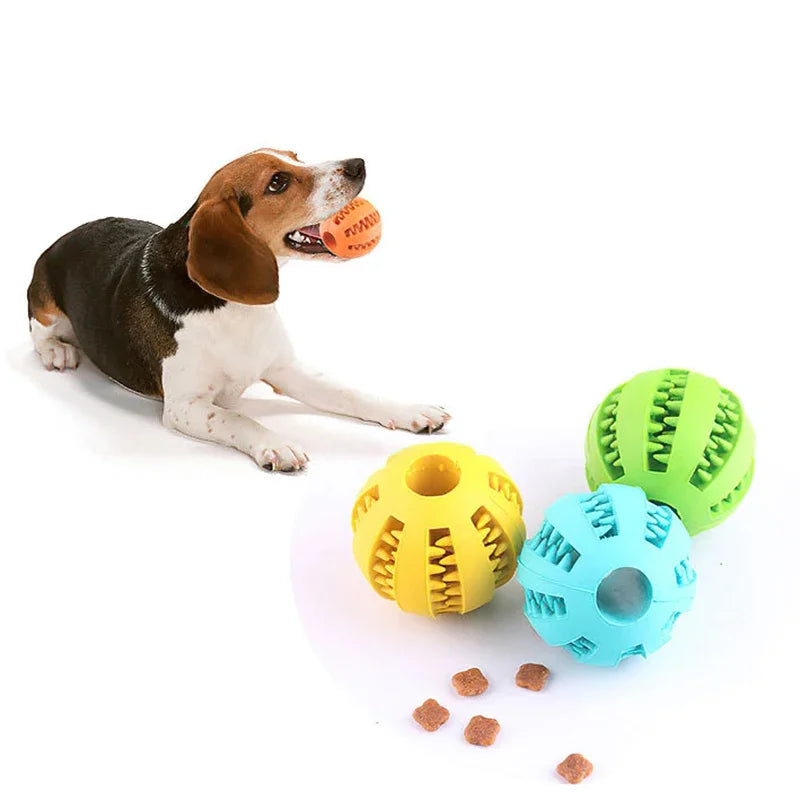 Interactive Dog Ball Toy for Small Dogs - Elastic Rubber Chew Toy, Tooth Cleaning, Food Dispenser