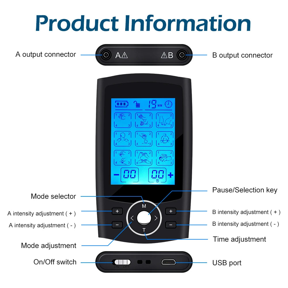 Electric EMS Muscle Stimulator for Pain Relief with LCD Display