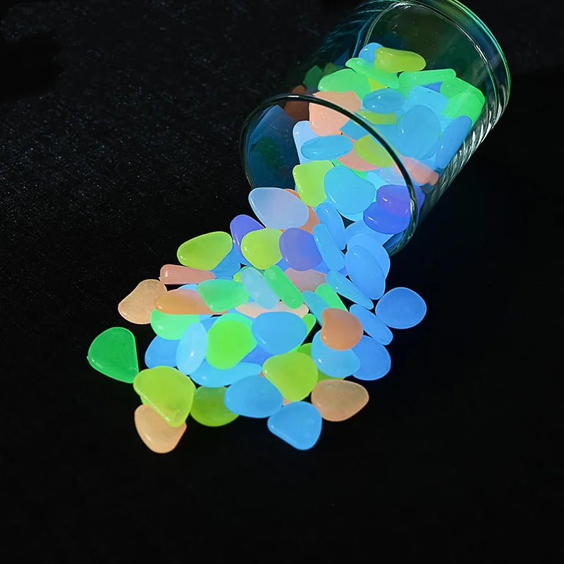 50/100Pcs Glow in the Dark Garden Pebbles For Garden