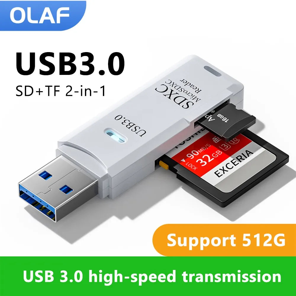 2-in-1 USB Card Reader - USB 3.0/2.0 to SD/Micro SD Adapter