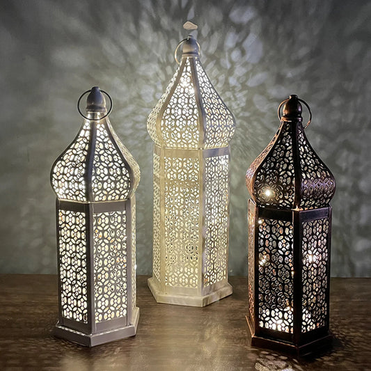 Moroccan Retro Hollow LED Wind Lantern