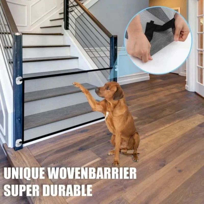 Portable Kids & Pets Safety Door Guard Reinforced Fiber Breathable Mesh Fence Isolation