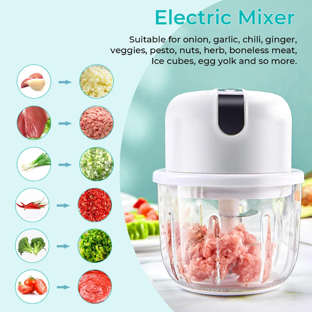 Electric Garlic Chopper Multi-Function Food Processor Blenders For Kitchen