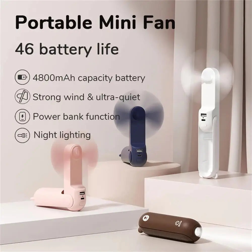 Portable Fan Mini Handheld with Power Bank Flashlight Feature